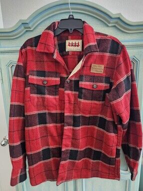 Maker's Mark Multicolor Plaid Jacket with Pockets, Logo, M